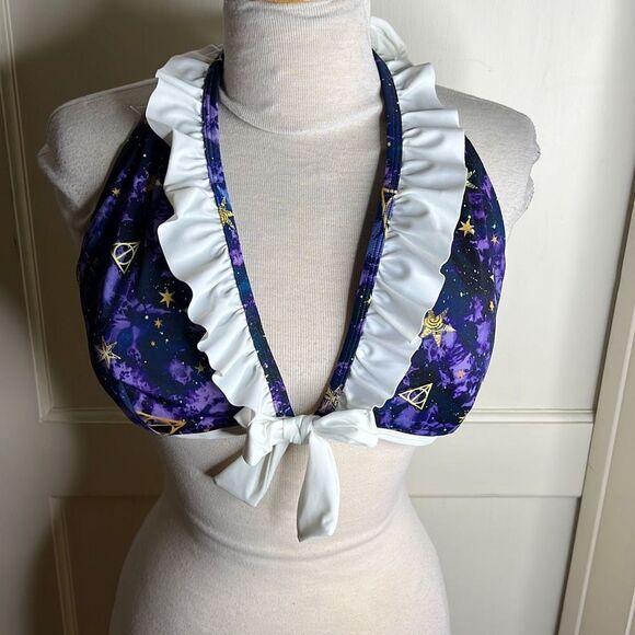 Hot Topic Galaxy Ruffled Halter Triangle Swim Top Plus Size 2 - Picture 5 of 5